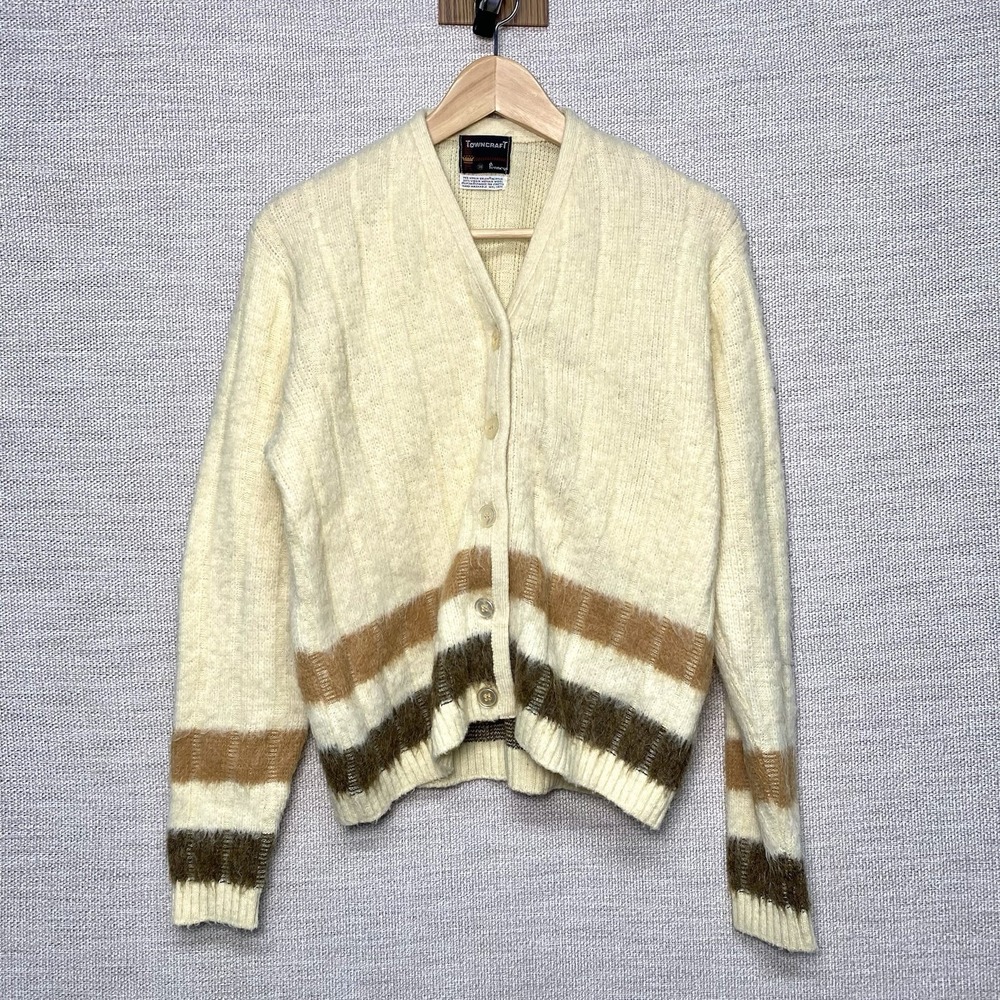 60s Pennys Towncraft Shaggy Cardigan Acrylic Mohair Wool Kurt Cobain Ivy Grunge